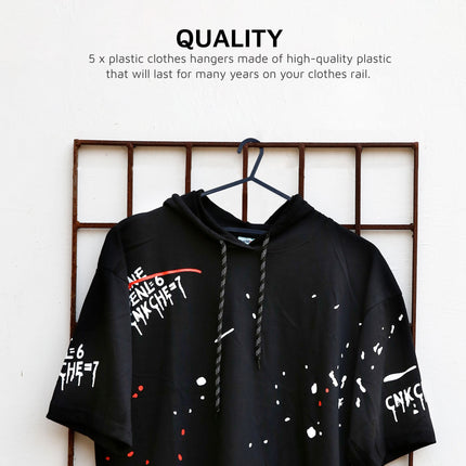 Adult Black Plastic Clothes Hangers - Non-Slip & Space Saving 25/50 Pack