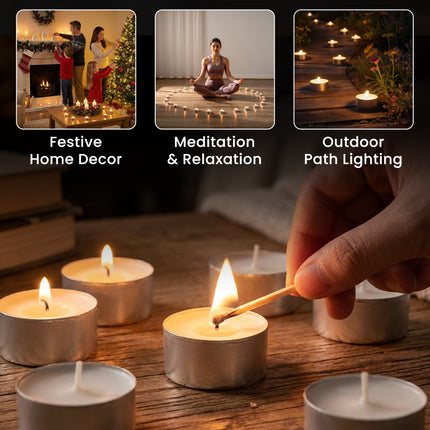 8-Hour Long Burning Unscented Tea Light Candles