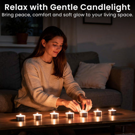 8-Hour Long Burning Unscented Tea Light Candles