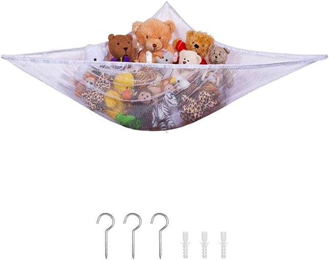Large Mesh Teddy Hammock with Hooks – Soft Toy Storage Net