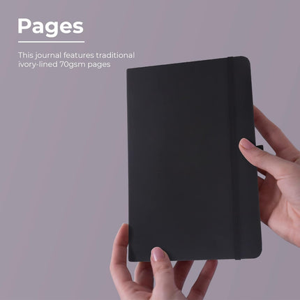A5 Lined PU Leather Notebook – 160 Pages with Pen Loop