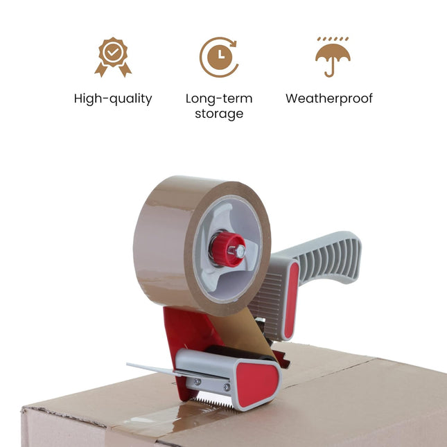 STERUN 6 Rolls Brown Parcel Tape 48mm x 66m Low Noise Tangle Free Ideal For Strong Packaging, Wrapping, Cardboard Box