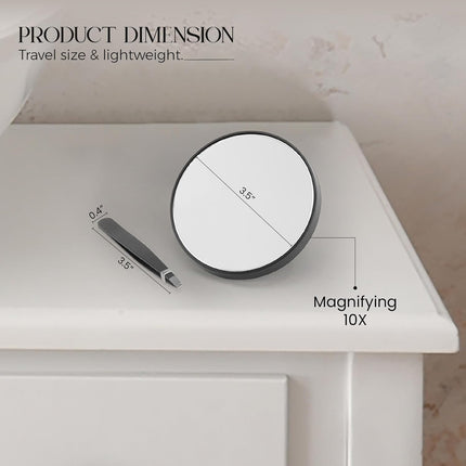 10X Magnifying Mirror & Tweezer Set – Compact Travel Design