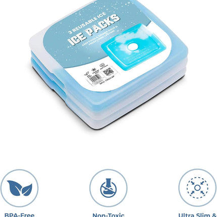Slim Lightweight Reusable Ice Packs – Freezer Blocks for Lunch Boxes