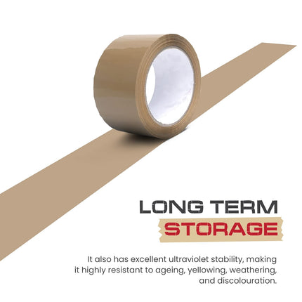 STERUN 6 Rolls Brown Parcel Tape 48mm x 66m Low Noise Tangle Free Ideal For Strong Packaging, Wrapping, Cardboard Box