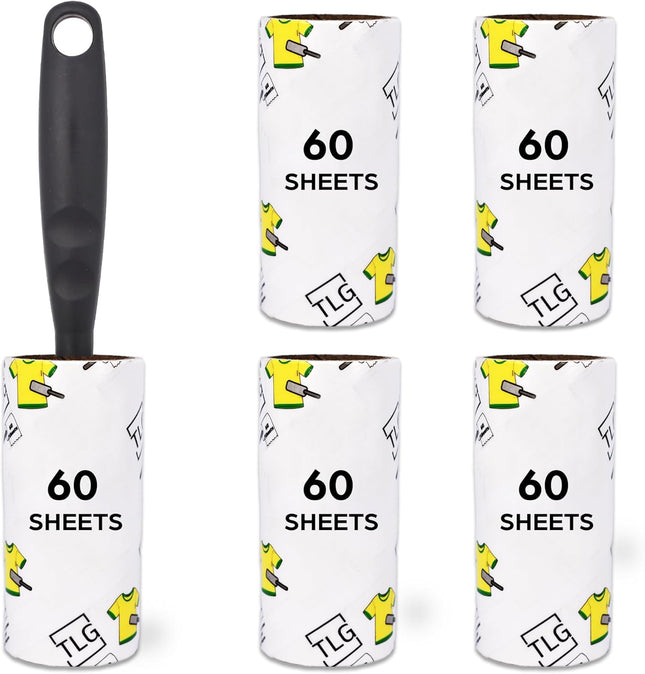 Lint Roller & Refills Set with Extra Sticky Sheets and Handle