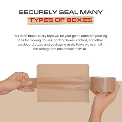 STERUN 6 Rolls Brown Parcel Tape 48mm x 66m Low Noise Tangle Free Ideal For Strong Packaging, Wrapping, Cardboard Box