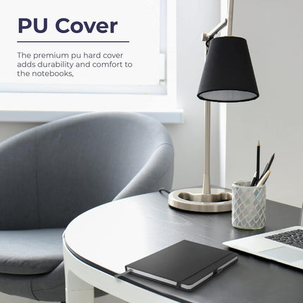 A5 Lined PU Leather Notebook – 160 Pages with Pen Loop