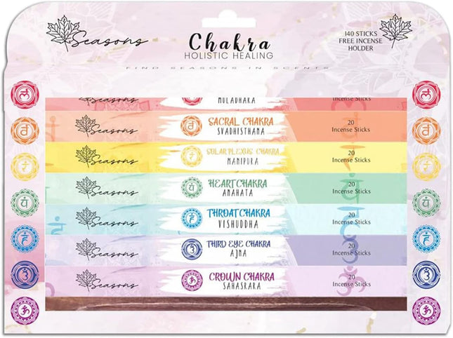 7 Chakra Incense Sticks & Holder – 140-Pack Aromatherapy Set