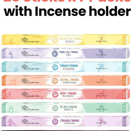 7 Chakra Incense Sticks & Holder – 140-Pack Aromatherapy Set