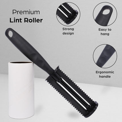 TLG Lint Roller, 6 Refills 420 Extra Sticky Sheets with Handle - Sticky Roller for Clothes - Lint Roller Refills, for Pet Hair, Cat Hair, Dust & Fluff from Furniture, Carpet, Lint Removers for Clothes