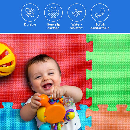 Multicolour Foam Puzzle Floor Mats – 30x30cm Indoor Play Tiles