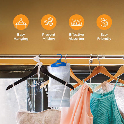 Hanging Wardrobe Dehumidifier Bags - Leak Proof