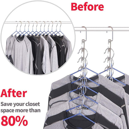 8-Pack Space Saving Metal Hangers – Wardrobe Organiser
