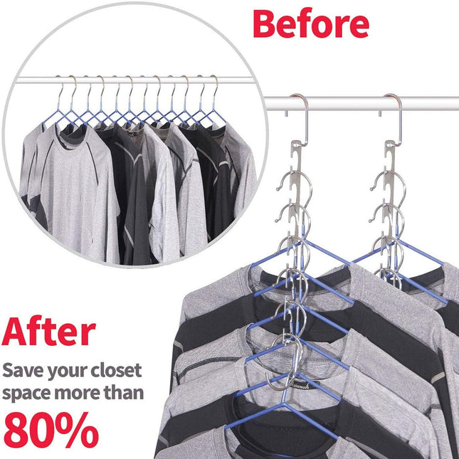 8-Pack Space Saving Metal Hangers – Wardrobe Organiser