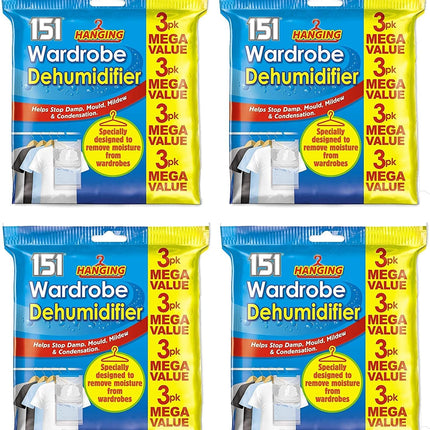151 Hanging Dehumidifier Bags 12-Pack – Damp & Moisture Absorber