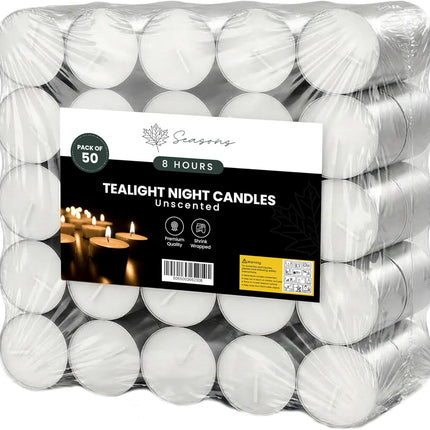 8-Hour Long Burning Unscented Tea Light Candles