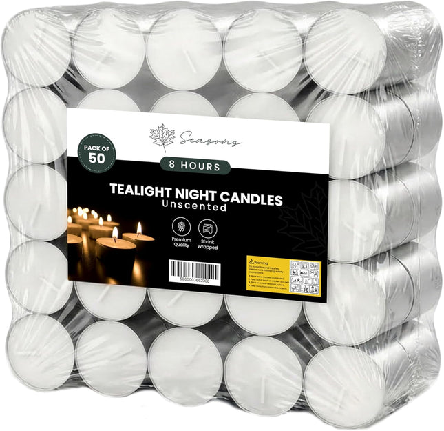 8-Hour Long Burning Unscented Tea Light Candles