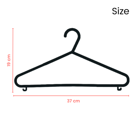 Adult Black Plastic Clothes Hangers - Non-Slip & Space Saving 25/50 Pack