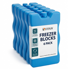 Blue freezer block packaging with Sterun branding on a white background